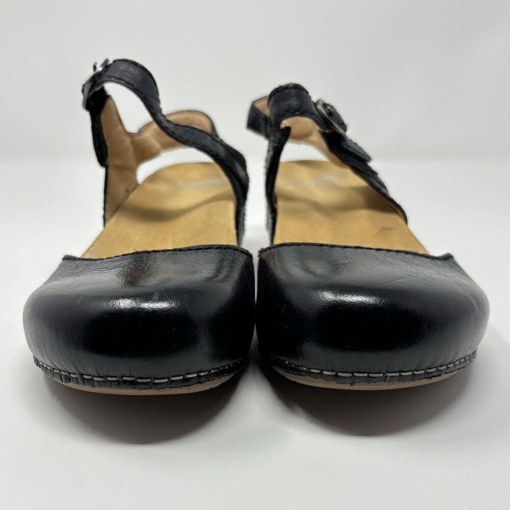 Dansko Tiffani Leather Clog Sandal Women 39 US 8.5 9 Black Wedge Mary Jane Strap - Picture 3 of 7